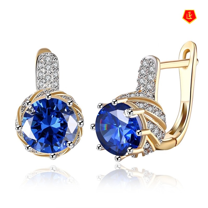 [Ready Stock]Stylish round Diamond Earrings