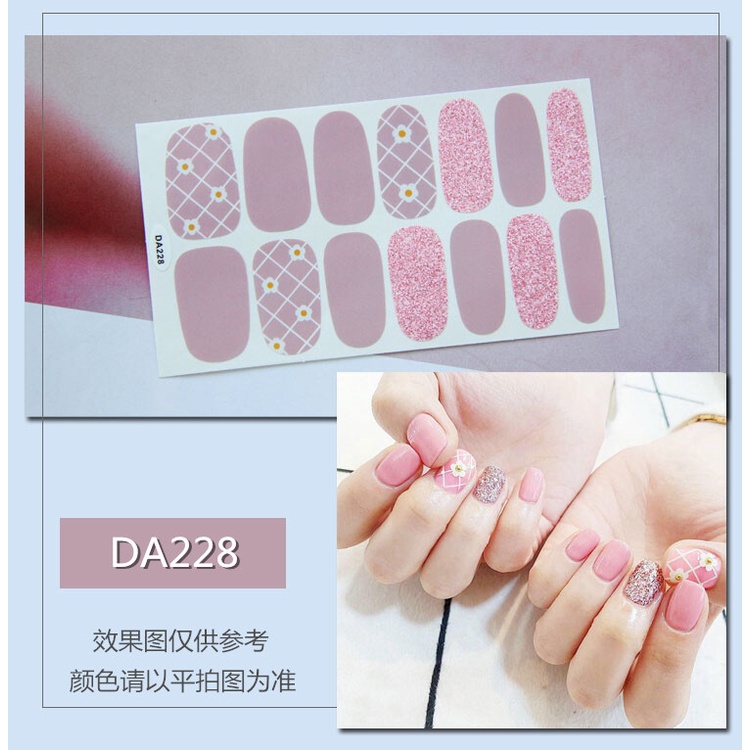 DA 14Pcs/Set Stiker Kuku Desain Bermotif High End Berlian Mutiara Permata Warna-Warni Untuk Tempel Tahan Air Tahan Lama Menicure Stickers Korea Self Adhesive Fashion Sticker kuku Full Aksesoris Dapat Kupas Mudah Digunakan Dan Dilepas Anti Air Nail Art