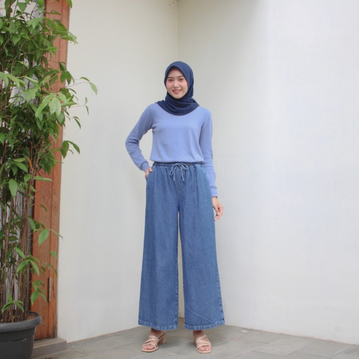 Terlaris Kia Jeans Kulot - Celana Jeans Kulot Panjang | Dosti Fashion - Snow dark jeans Standar Keren