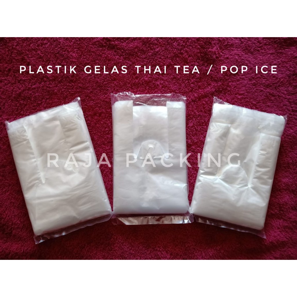 &lt; ISI 100 Lembar/pack &gt; Plastik Kresek Gelas Pop Ice / thai tea Bening uk 10 / plastik gelas