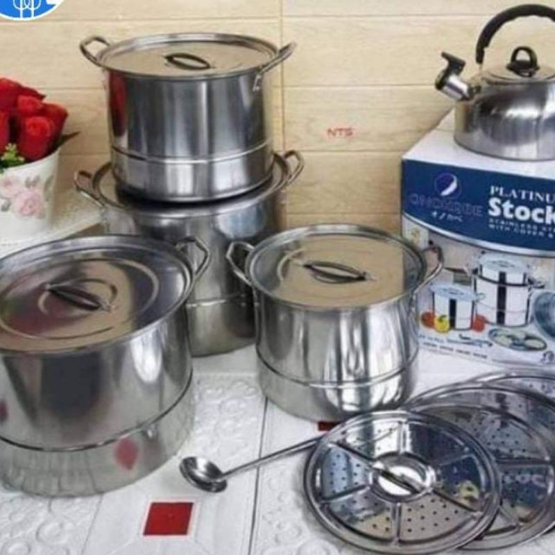 Panci steamer set Onokabe ono mane / stockpot Steamer plus teko / Stokpot isi 4 Panci