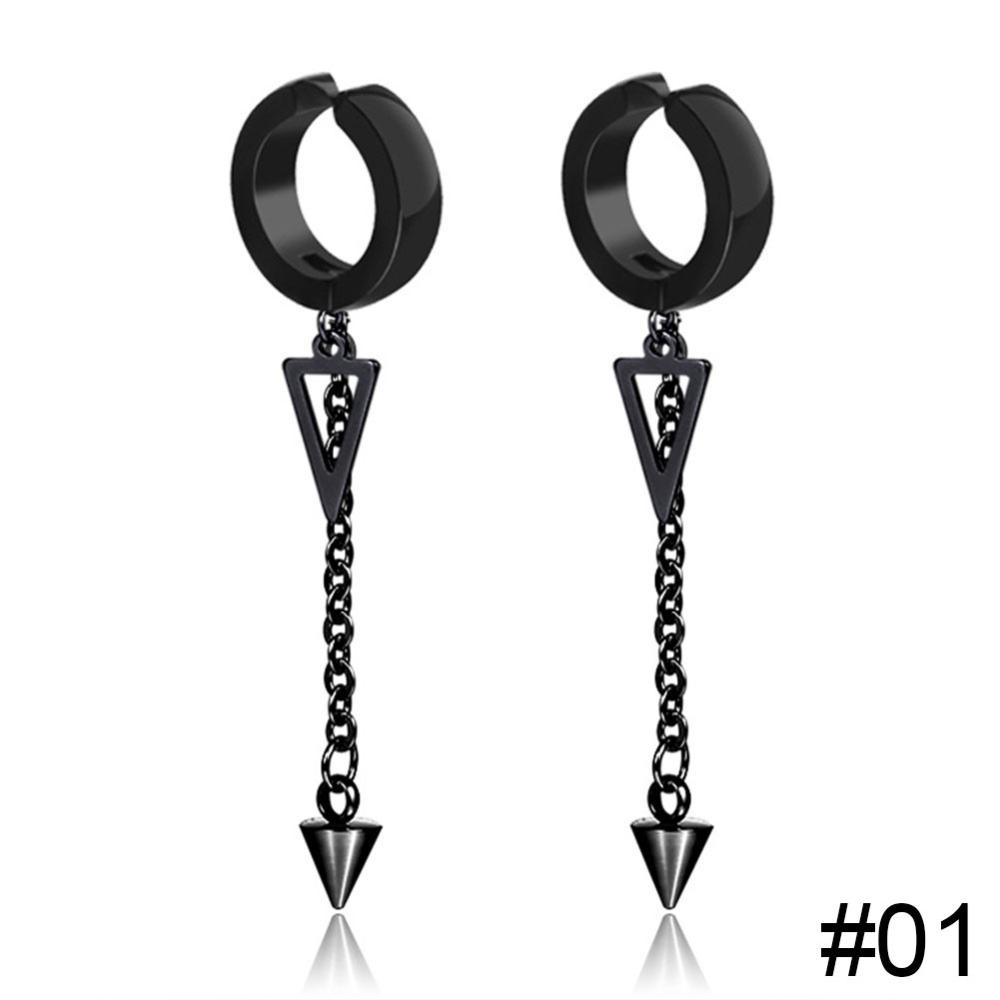 Timekey Anting Tusuk Gantung Wanita Desain Segitiga Gaya Punk Untuk Pesta A4K8