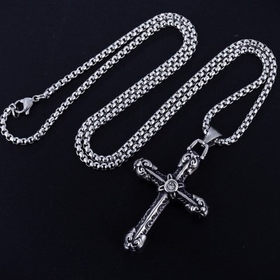 New Dark Knight Personality Fashion Cross Pendant Necklace Retro Old Pendant Necklace