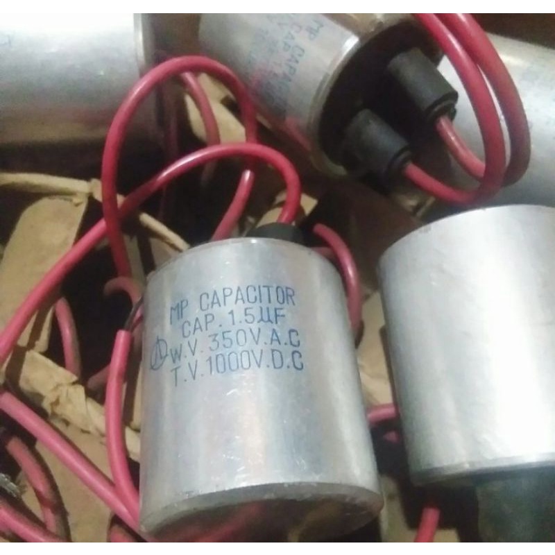 elko CAP.capacitor : 1,5UF - W. V : 350V. AC - T. V : 1000V. DC
