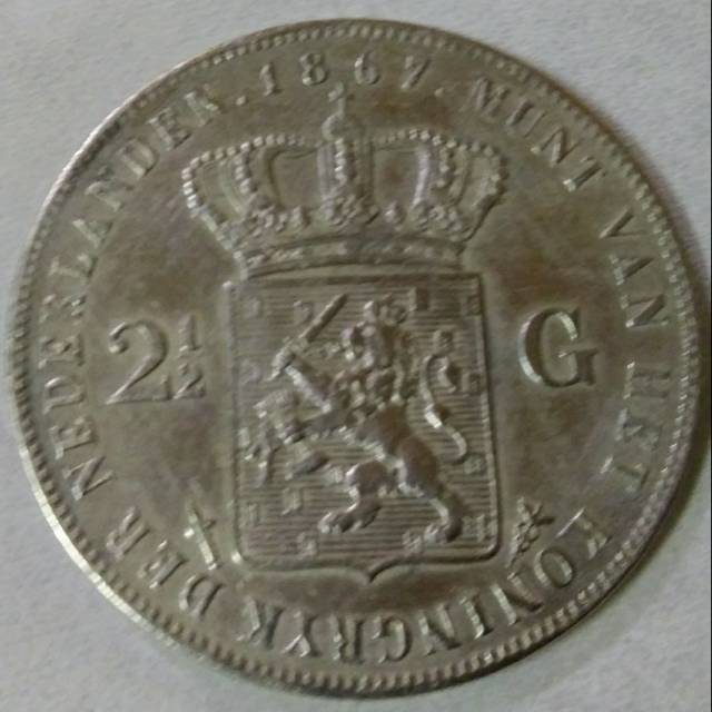 Koin Perak 2,5 Gulden Willem 3 Tahun 1867