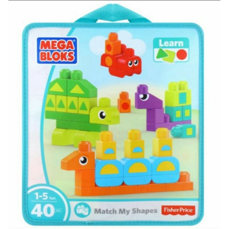 Fisher Price Mega bloks learning shape / Megabloks  Match My Shapes 40 pcs / Mainan Edukasi Anak