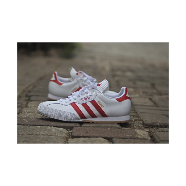 red and white adidas samba