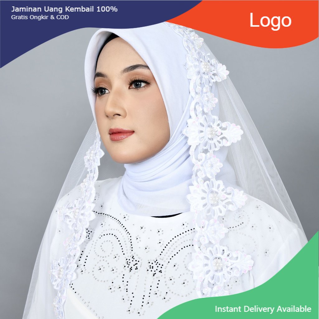 SLAYER PENGANTIN BORDIR Kerudung Pengantin Mutiara / Slayer Pengantin / Veil Wedding / Slayer Weddin
