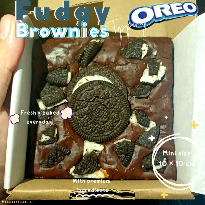 

mini fudgy brownies/ brownies panggang/ brownies topping oreo