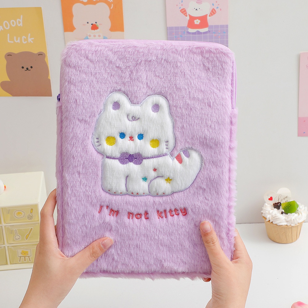 Tempat Ipad Sleeve Case Bulu Kitty Tas penyimpan iPad pouch sleeve iPad tablet sarung iPad tablet kekinian import berkualitas