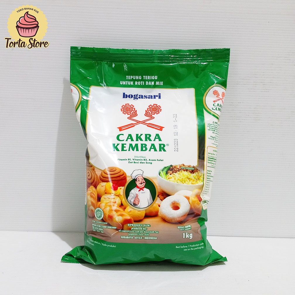 

Bogasari Cakra Kembar PREMIUM / Tepung Terigu Protein Tinggi - 1KG