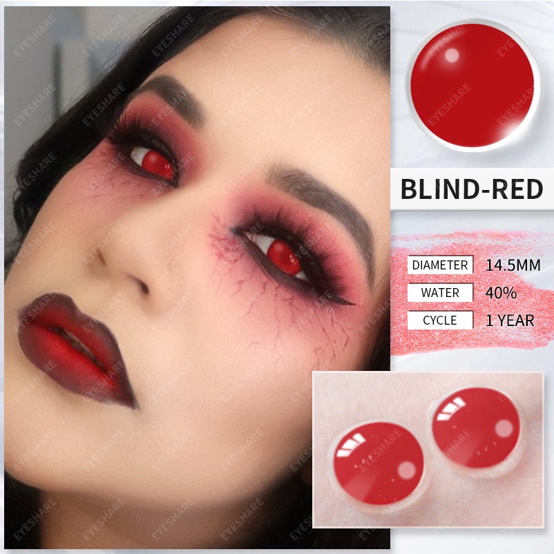 【COD】Softlens 2pcs Lensa Kontak Gila Merah Terang Kartun Cosplay Lensa Halloween Kontak-GREEN