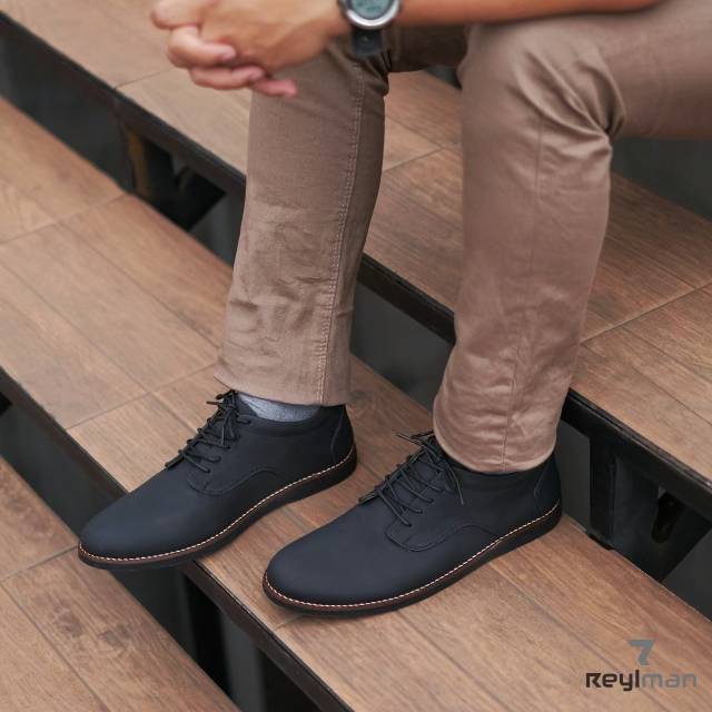 BRIDGE BLACK - REYLMAN | Sepatu Formal Pria Pantofel Hitam Doff Oxford Kasual Hangout Santai Jalan