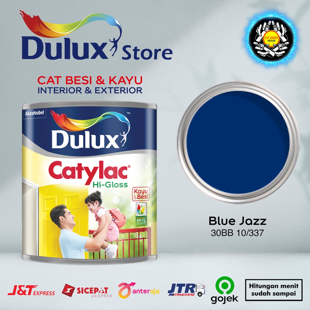CAT MINYAK CAT KAYU DAN BESI DULUX CATYLAC HI-GLOSS 1 KG WARNA BLUE JAZZ 30BB 10/337 BIRU TUA BIRU D