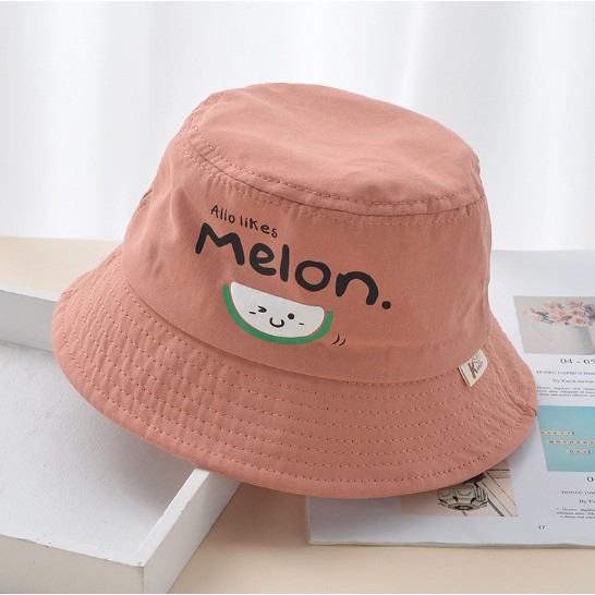 Halomam - Bucket Hat Melon ( Topi Bucket Bayi Unisex/ Topi Bucket Anak Lelaki / Perempuan )-Terakota