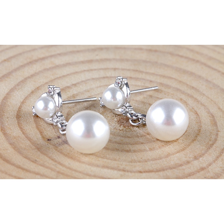 Anting Perak 925 Wanita Impor Perhiasan Fashion berlian ganda/Subang Telinga anting perempuan