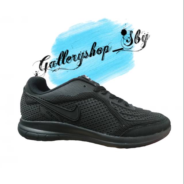 Sepatu Nike Full Black Hitam Polos Sneakers Sekolah Kerja Kuliah Traning Ospek Paskibra