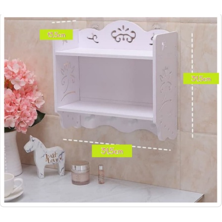 Rak Dinding Skincare Rak Toilet Gantung Anti Air Rak Parfum Tempel Dekorasi Home Minimalis (4 Hook)