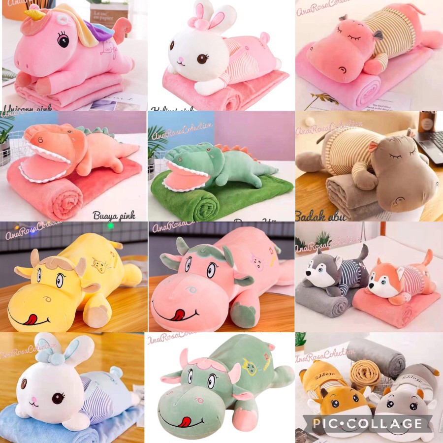 Boneka Selimut Balmut Bantal Selimut Motif Karakter Animal imut Lucu Lembut Nyaman