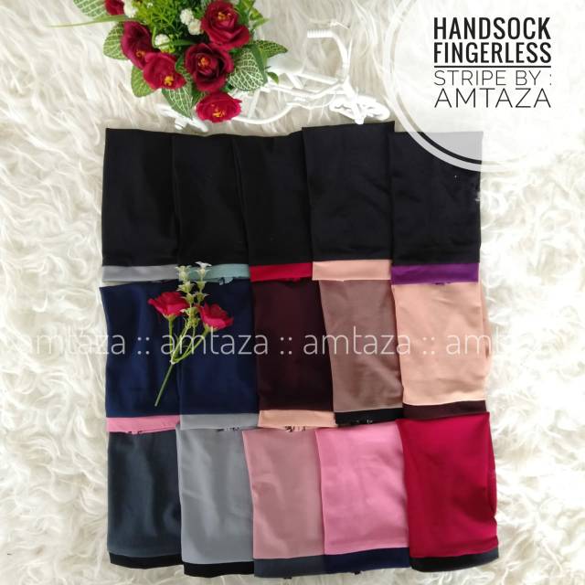 [BISA COD] Handsock Fingerless Strip premium by Amtaza | handsock jempol strip amtaza | manset jempol strip amtaza