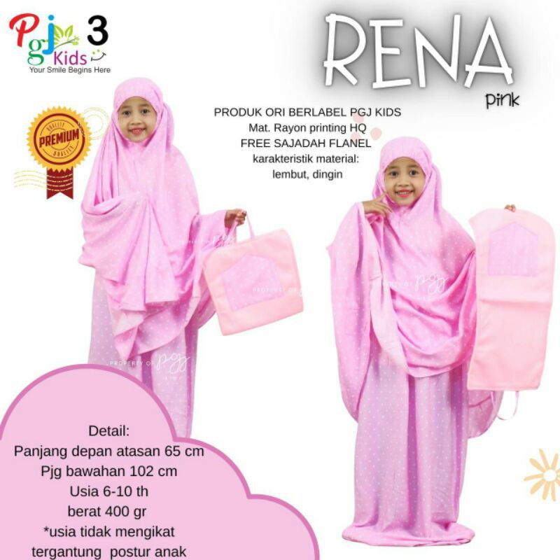 MUKENA ANAK BALITA PEREMPUAN BAHAN RAYON POLKADOT SATU SET SAJADAH TRAVELING