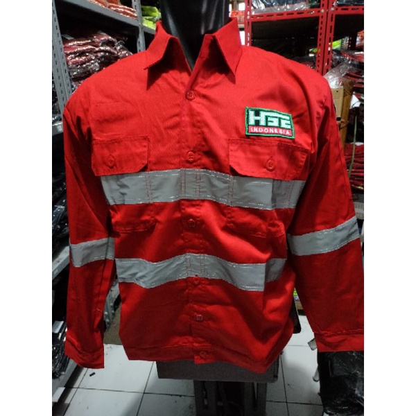 SERAGAM BAJU SAFETY MERAH HSE DOBLE SCOTLIGHT 5CM