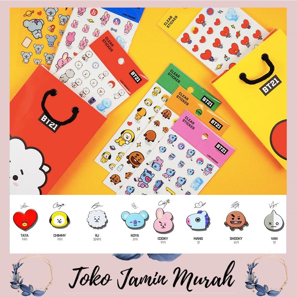 TJM Stiker  Lucu  Karakter BT21 Cartoon BTS  Terlaris 