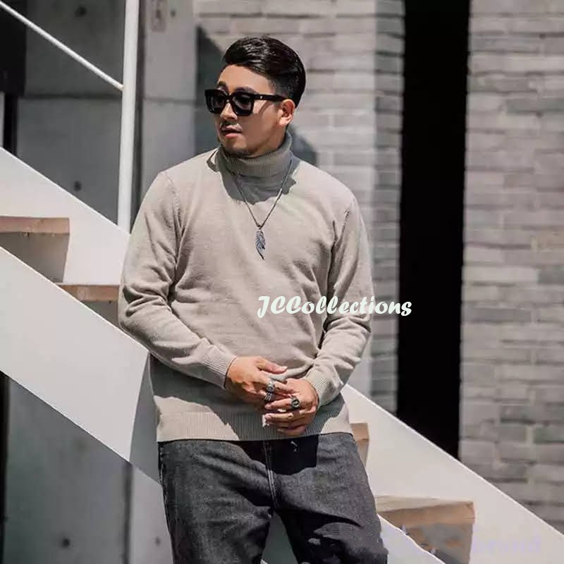 Sweater Turtleneck Big Size 3XL Pria Rajut /  Knitting Jumbo Sweater Roundhand - JCCollections-Abu Muda Big