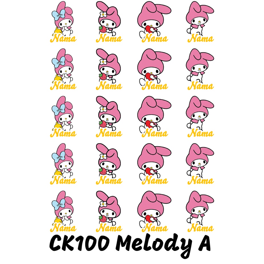 

Sticker Nama Cutting Label Waterproof Tahan Air Melody A (CK100)