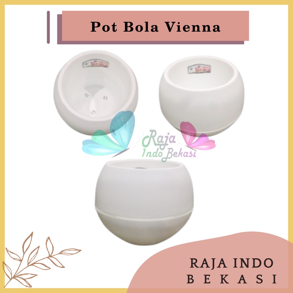 6PCS Pot Bola Putih 14CM Pot Vas Bunga Plastik 18 Cm Bibit Bunga Putih  15