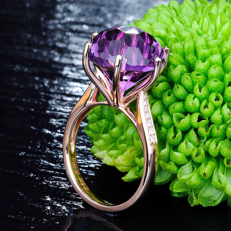 Set With Natural Amethyst Zircon Ring Ladies Fashion Wedding Ring Engagement Ring