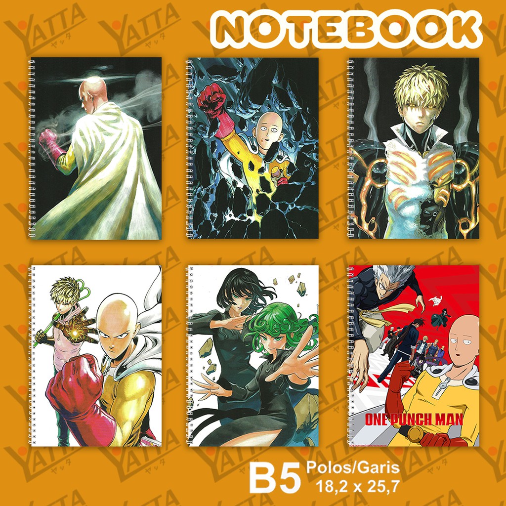 

Notebook Anime ukuran B5 18,2 cm x 25,7 cm One Punch Man
