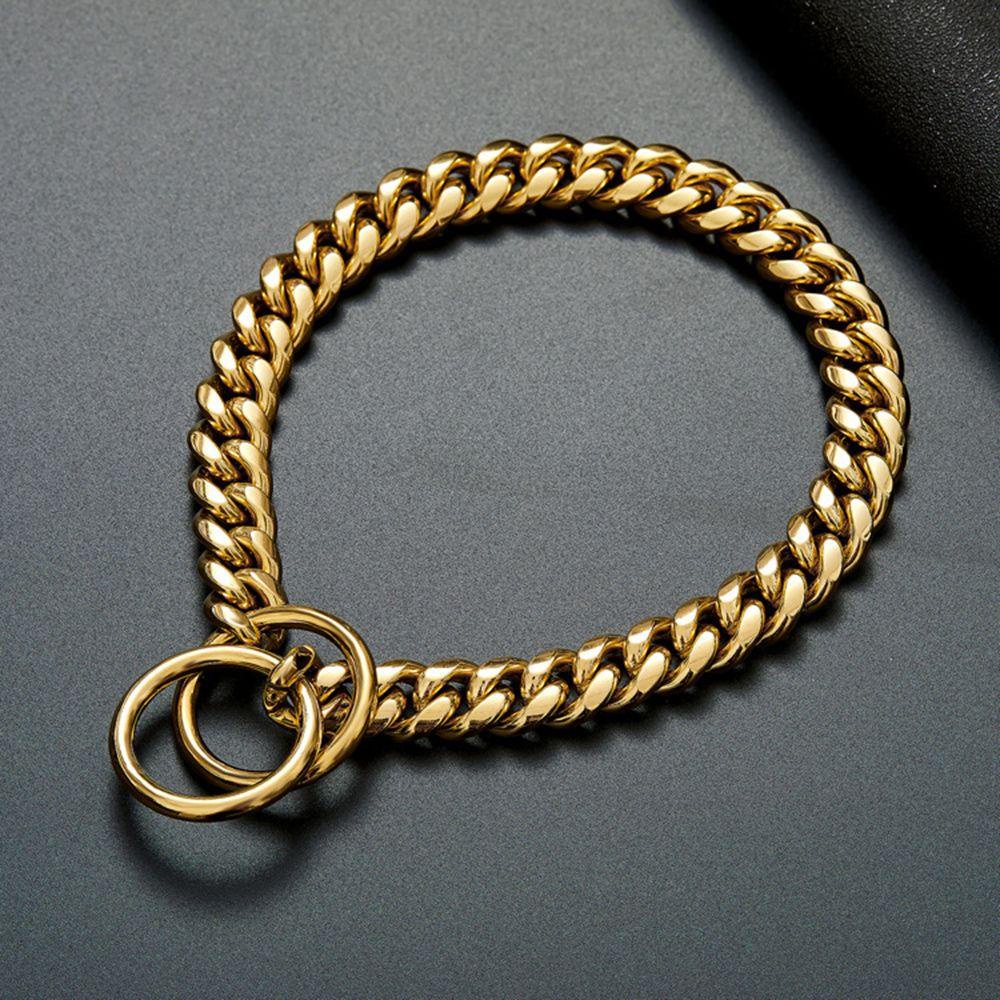 Nanas Golden Chain Stout Stainless Steel Kerah Metalik Rantai Kuba