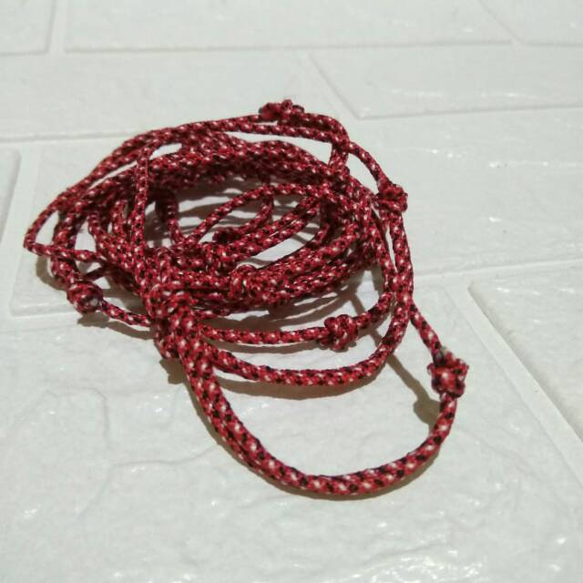 Gelang prusik merah bintik hitam putih