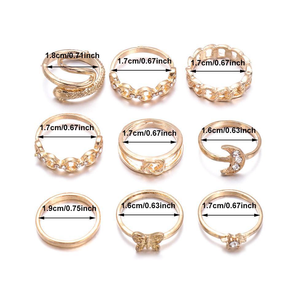 Lily 10 Pcs Cincin Pesta Kesederhanaan Cinta Hati Kupu-Kupu Bulan Ular Terbuka Ring