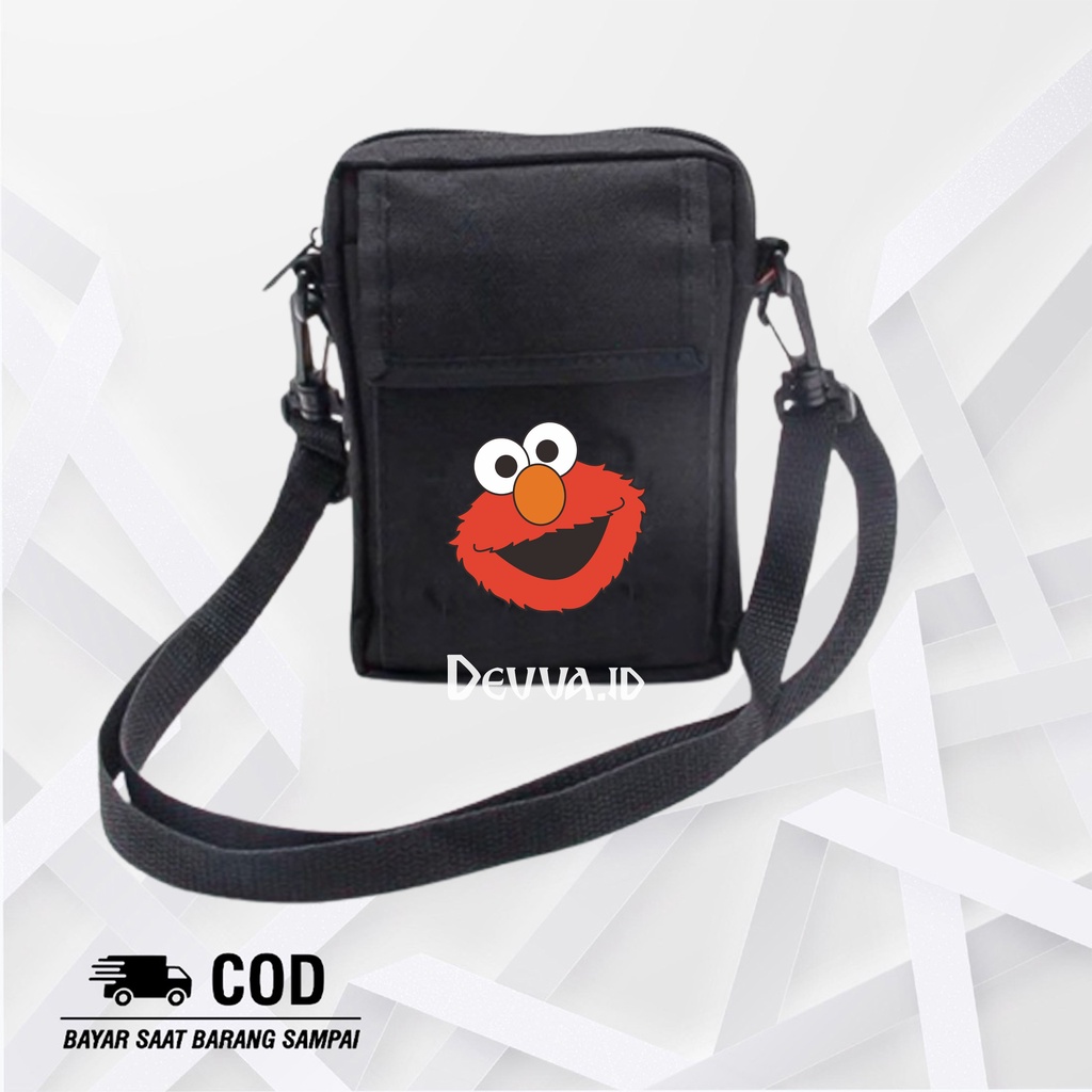 Tas Selempang Pria Wanita Kasual Elmo Tas Slempang Keren Sling Bag Bahu Unisex Bahan Kanvas | Devva.Id