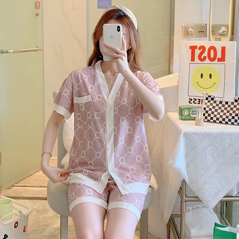 Baru Gaya Korea Piyama/Atas Lengan Pendek + Celana Pendek Homewear Set