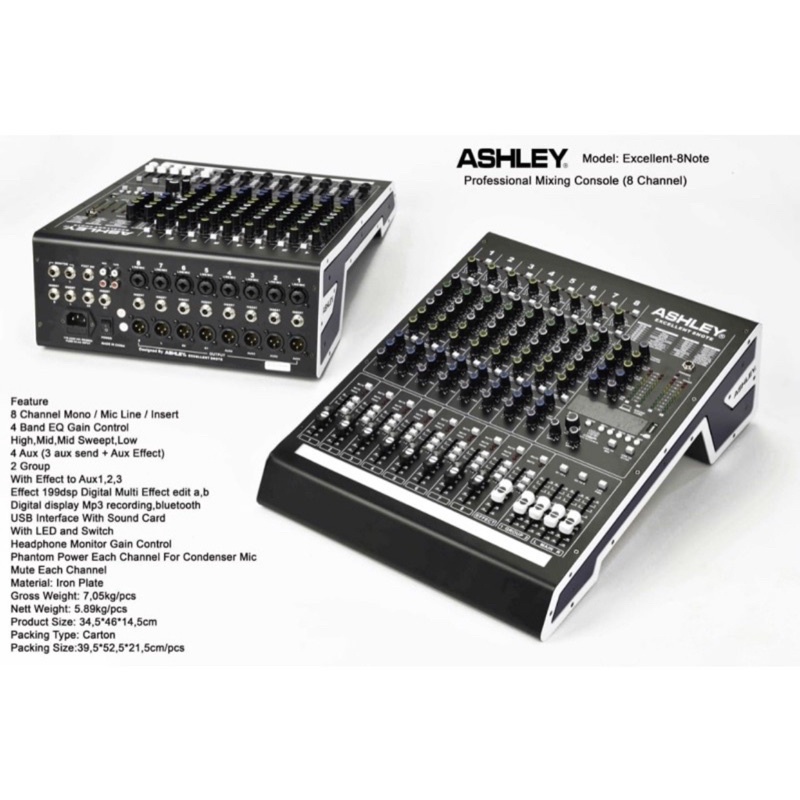 Mixer Ashley Excellent 8note Original Excellent8note 8 channel best seller