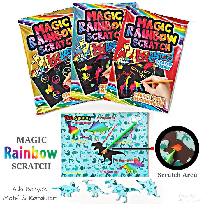 

Mainan Anak Edukasi DIY Magic Rainbow Scratch / Souvenir Ultah