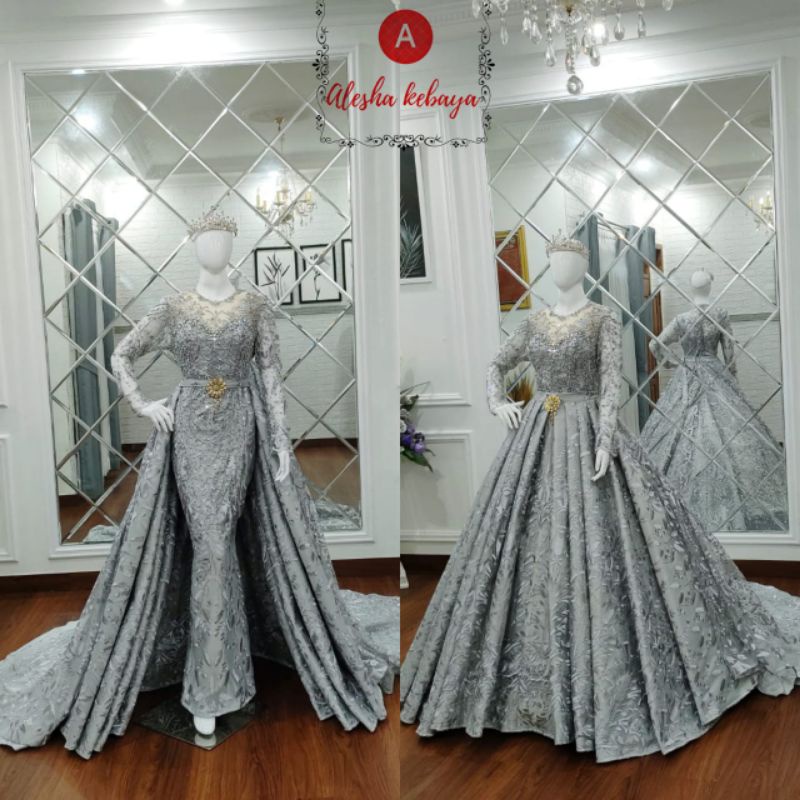 Gaun pengantin crinoline 2 in 1/Gaun pengantin mewah