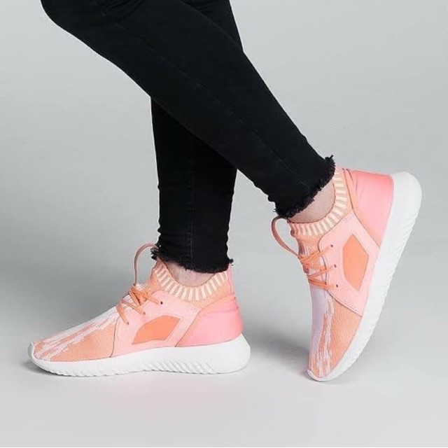 Adidas tubular defiant primeknit orange pink white.