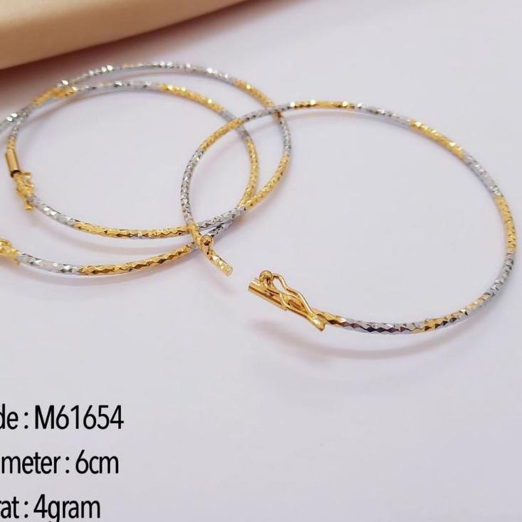 Gelang Keroncong Titanium model Tipis Bukaan Samping Lapis Emas 24karat