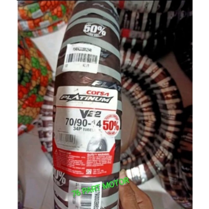 BAN TUBELESS CORSA PLATINUM V22 MATIC 70/90.14 FREE PENTIL