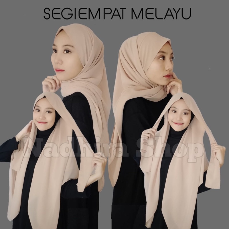 Hijab segitiga inner 2in1 tali double layer/ SEGI EMPAT MELAYU / MALAY Segiempat Melayu Instan tali 