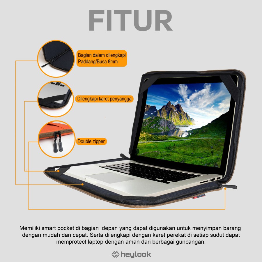 TAS LAPTOP SOFT CASE LAPTOP COVER PELINDUNG LAPTOP WATERPROOF UKURAN 13 DAN 14 INCH UNTUK LAPTOP ASUS LENOVO ACER MACBOOK AIR PRO POLOS PREMIUM