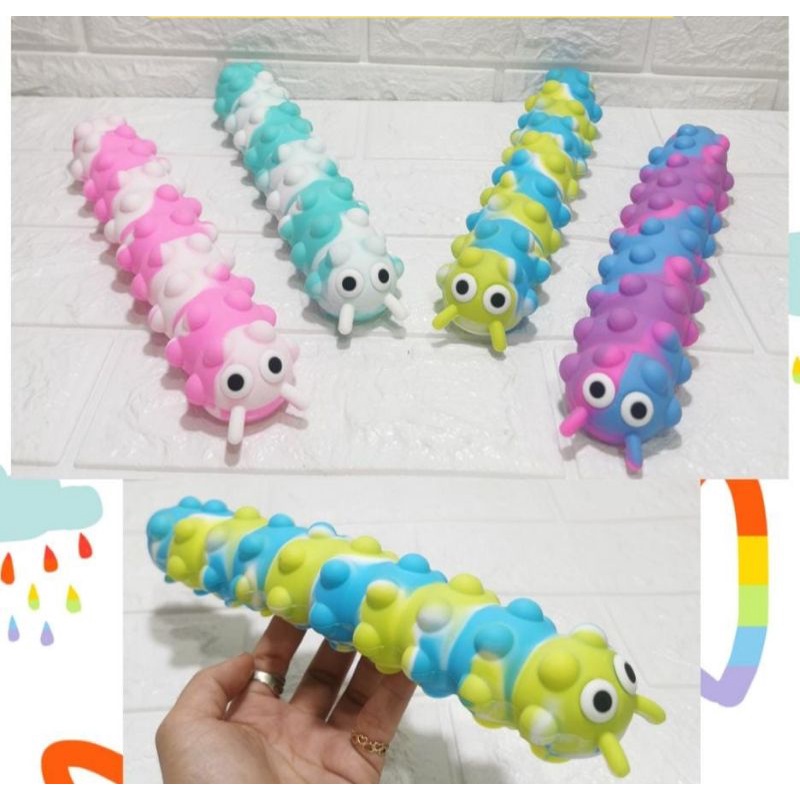 Mainan Pop It Squeeze Lampu Ulat Super Lucu Bisa Nempel Di Kaca Mana Saja
