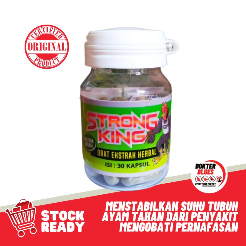 STRONG KING Obat Ayam Aduan Bangkok Laga Sakit Lumpuh Kuning Korep Infeksi Pernafasan - 10 Kapsul