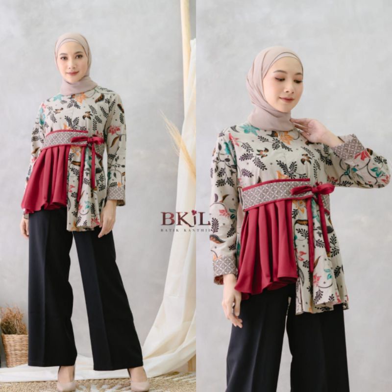 BAJU BATIK WANITA MODERN MONALISA GENES M,L,XL asli QUEENBUTIK