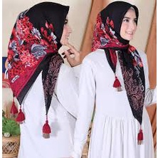 Segi Empat Plisket Motif Jambul | Jilbab Voal Motif