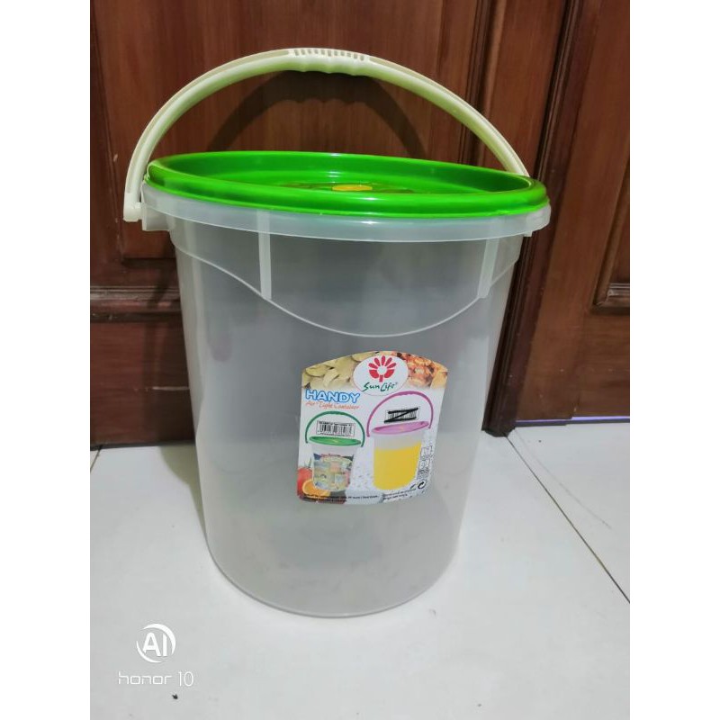 SUNLIFE Toples kerupuk /Tempat Es Buah gagang plastik 16,5 liter, 25 liter handy airtight Container